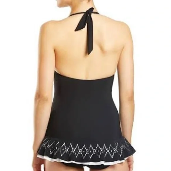 PROFILE by Gottex Lasercut Halter 1Piece Swimdress